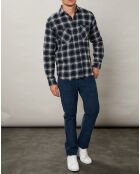 Chemise regular en Flanelle Pocket à carreaux gris/marine