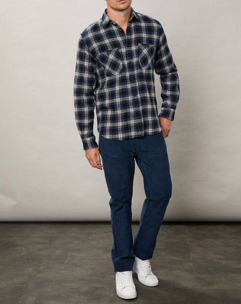 Chemise regular en Flanelle Pocket à carreaux gris/marine
