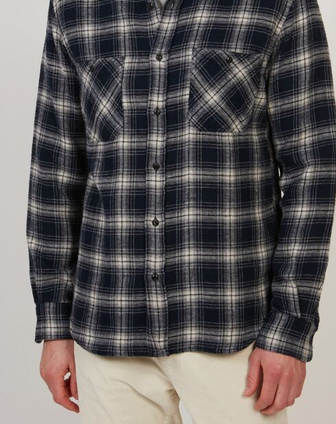 Chemise regular en Flanelle Pocket à carreaux gris/marine