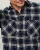 Chemise regular en Flanelle Pocket à carreaux gris/marine