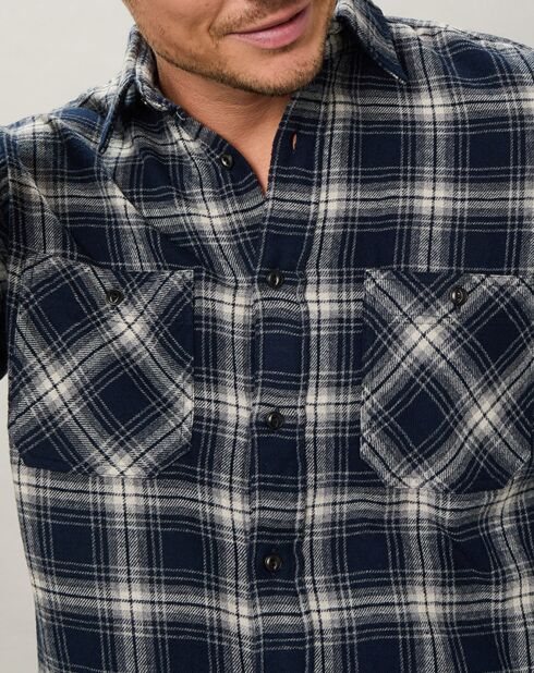 Chemise regular en Flanelle Pocket à carreaux gris/marine
