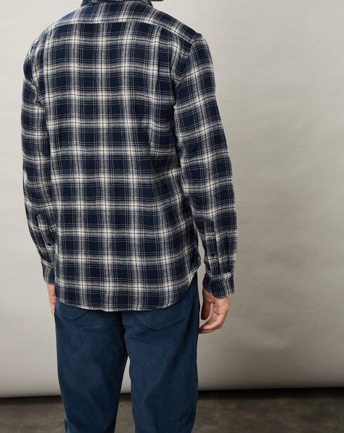 Chemise regular en Flanelle Pocket à carreaux gris/marine
