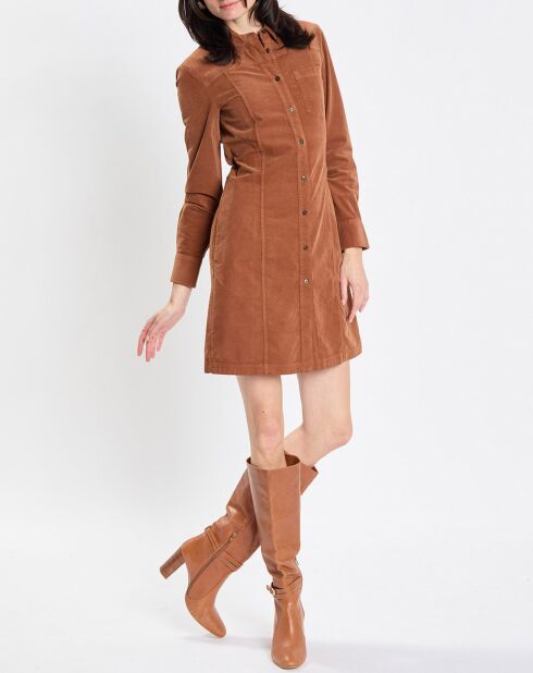 Robe en Velours côtelé marron