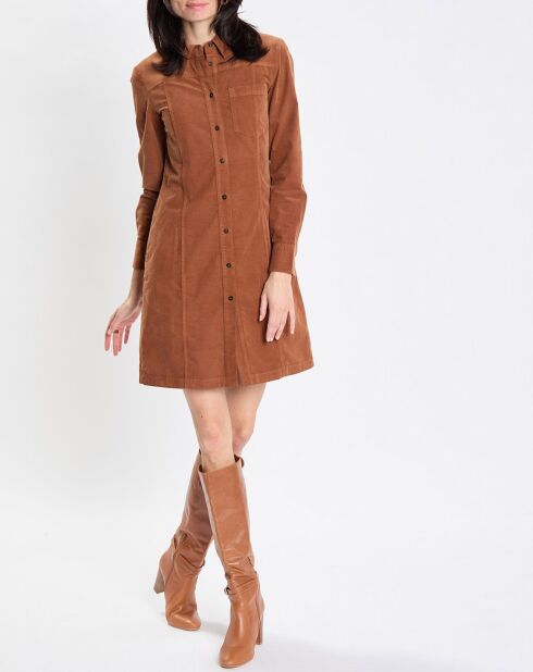 Robe en Velours côtelé marron