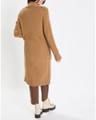 Gilet long à capuche en Laine mélangée  camel