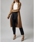 Gilet long à capuche en Laine mélangée  camel