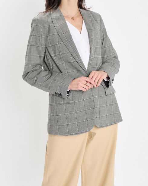 Blazer en Laine mélangée à carreaux gris