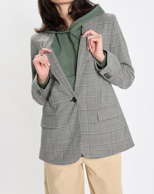 Blazer en Laine mélangée à carreaux gris