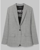 Blazer en Laine mélangée à carreaux gris