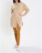 Chemise longue Overshirt Loose beige