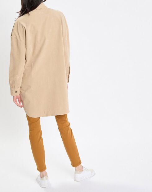 Chemise longue Overshirt Loose beige