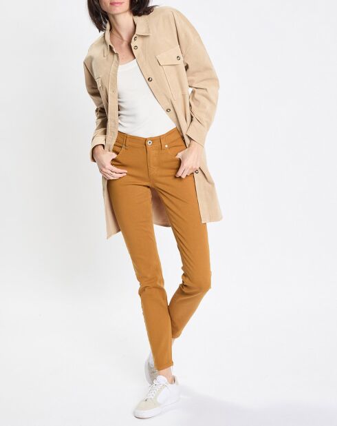 Chemise longue Overshirt Loose beige