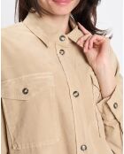 Chemise longue Overshirt Loose beige