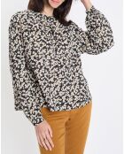 Blouse en Coton bio à fleurs noir/écru