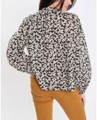Blouse en Coton bio à fleurs noir/écru