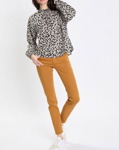 Blouse en Coton bio à fleurs noir/écru