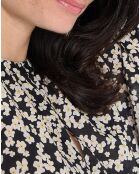 Blouse en Coton bio à fleurs noir/écru