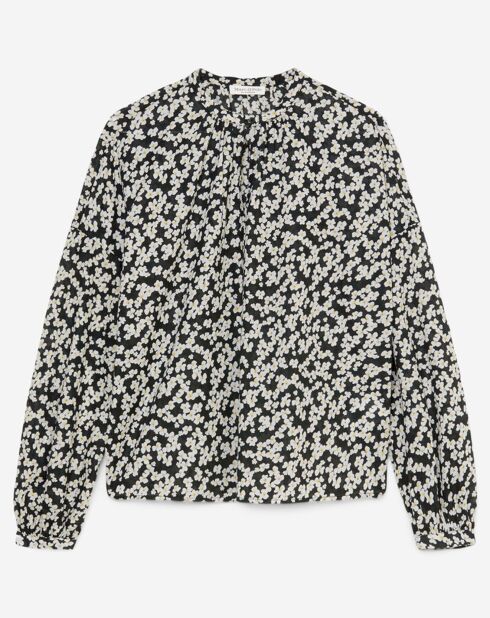 Blouse en Coton bio à fleurs noir/écru