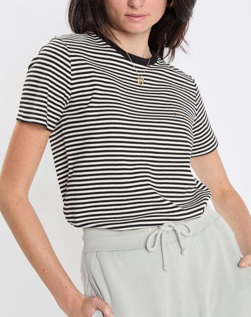T-Shirt en Coton à rayures noir/blanc