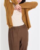 Gilet en Alpaga & Laine mélangés 3 Boutons kaki marron