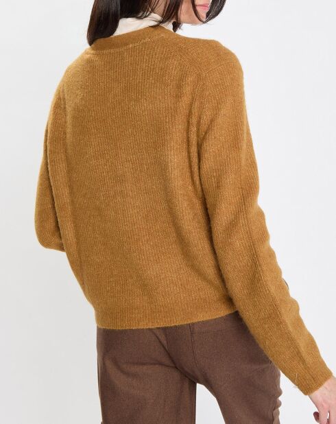 Gilet en Alpaga & Laine mélangés 3 Boutons kaki marron