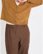 Gilet en Alpaga & Laine mélangés 3 Boutons kaki marron