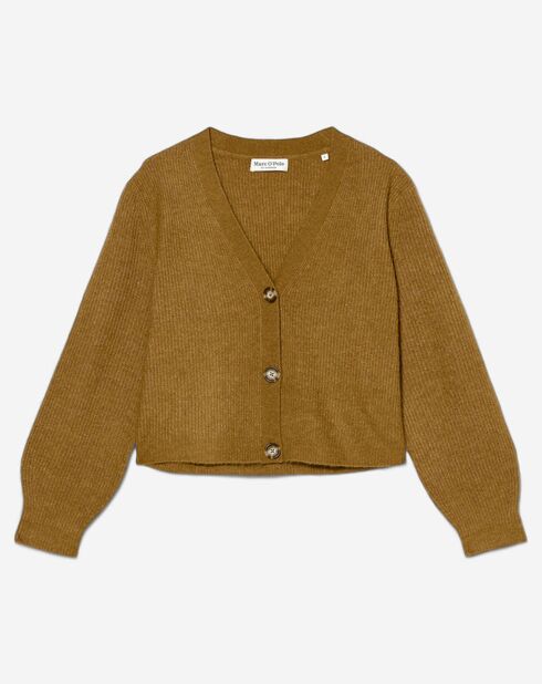 Gilet en Alpaga & Laine mélangés 3 Boutons kaki marron