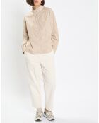 Pantalon en Twill de Coton mélangé Barrel écru