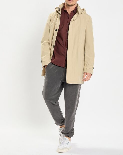 Imperméable Technique à Capuche Non Doublé beige