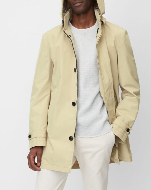 Imperméable Technique à Capuche Non Doublé beige