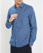 Chemise Micro Motif Velours bleu foncé