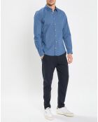 Chemise Micro Motif Velours bleu foncé