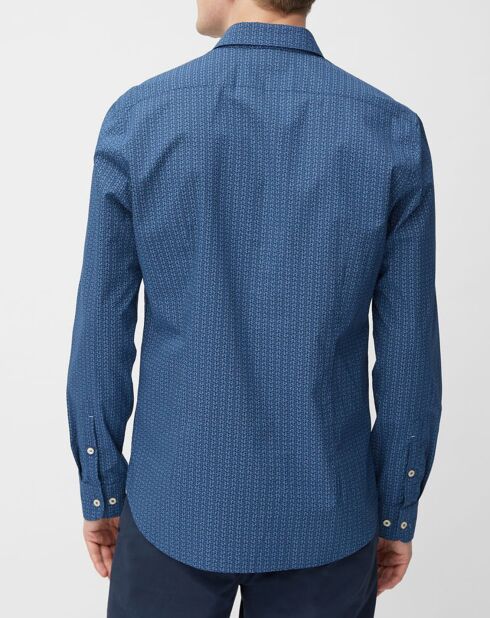 Chemise Micro Motif Velours bleu foncé