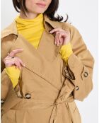 Trench long en Toile de coton mélangé beige