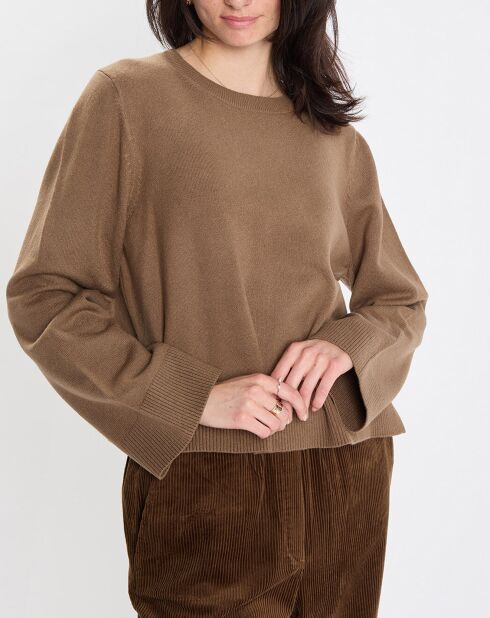 Pull en Maille de coton stretch Basique marron