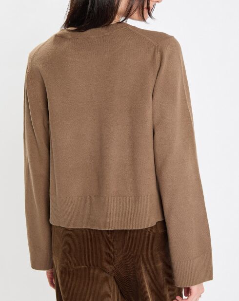 Pull en Maille de coton stretch Basique marron