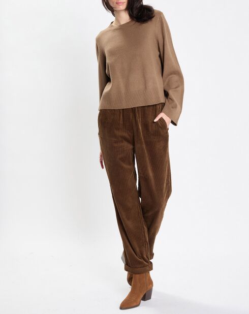 Pull en Maille de coton stretch Basique marron