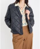 Veste Matelassée à Boutons bleu marine