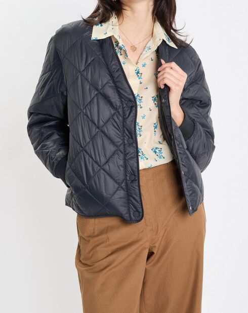 Veste Matelassée à Boutons bleu marine