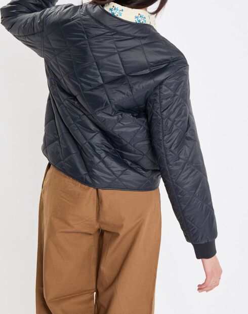Veste Matelassée à Boutons bleu marine