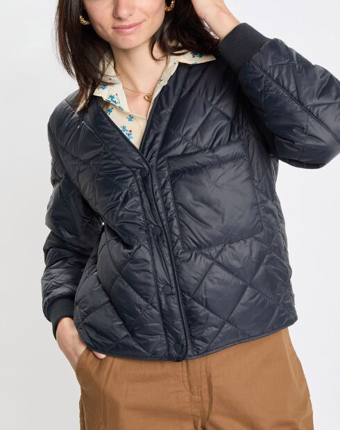 Veste Matelassée à Boutons bleu marine