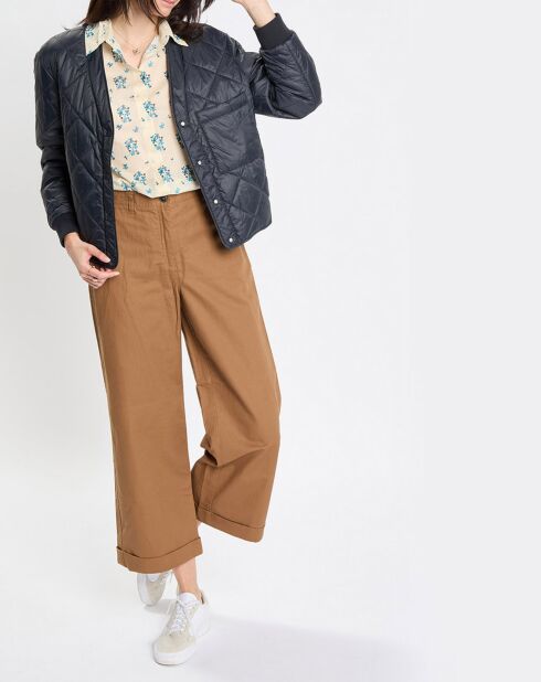 Veste Matelassée à Boutons bleu marine