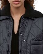 Veste Matelassée à Boutons bleu marine