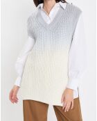 Pull 100% Coton Bio Tie & Dye  bleu/blanc