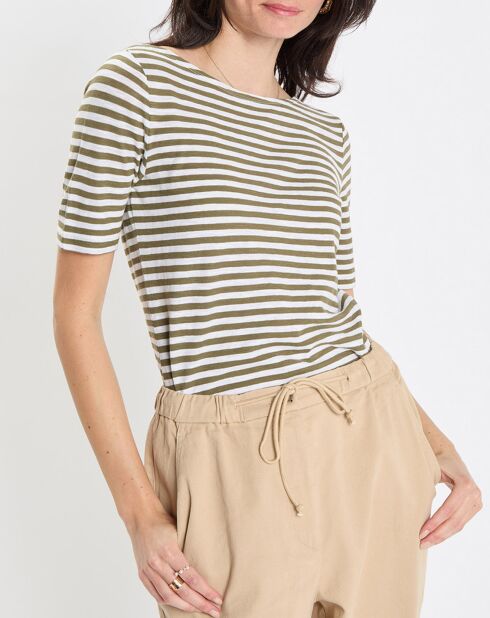 T-Shirt manches courtes Rayé Flame blanc/kaki