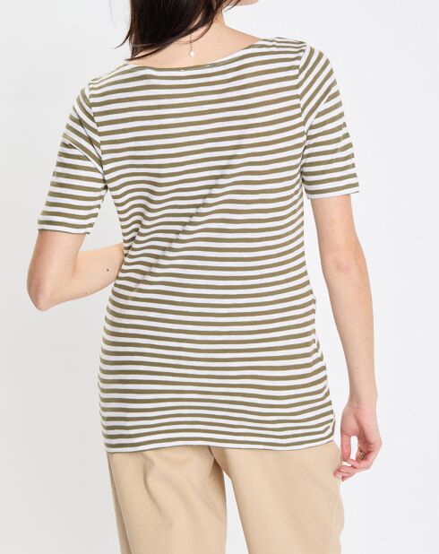 T-Shirt manches courtes Rayé Flame blanc/kaki