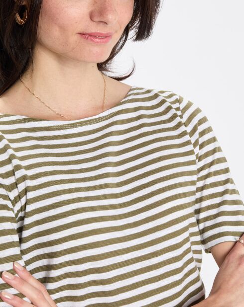 T-Shirt manches courtes Rayé Flame blanc/kaki