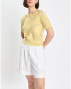 Gele gestreepte T-shirt met korte mouwen en vlammen