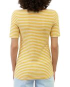 Gele gestreepte T-shirt met korte mouwen en vlammen