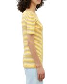 Gele gestreepte T-shirt met korte mouwen en vlammen